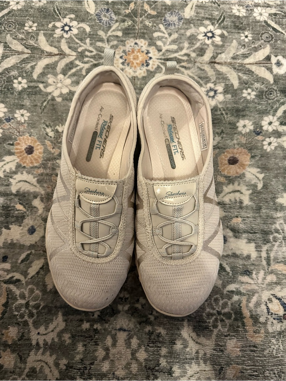 Skechers Women's Light Beige/Gray Knit Slip-On Sneakers